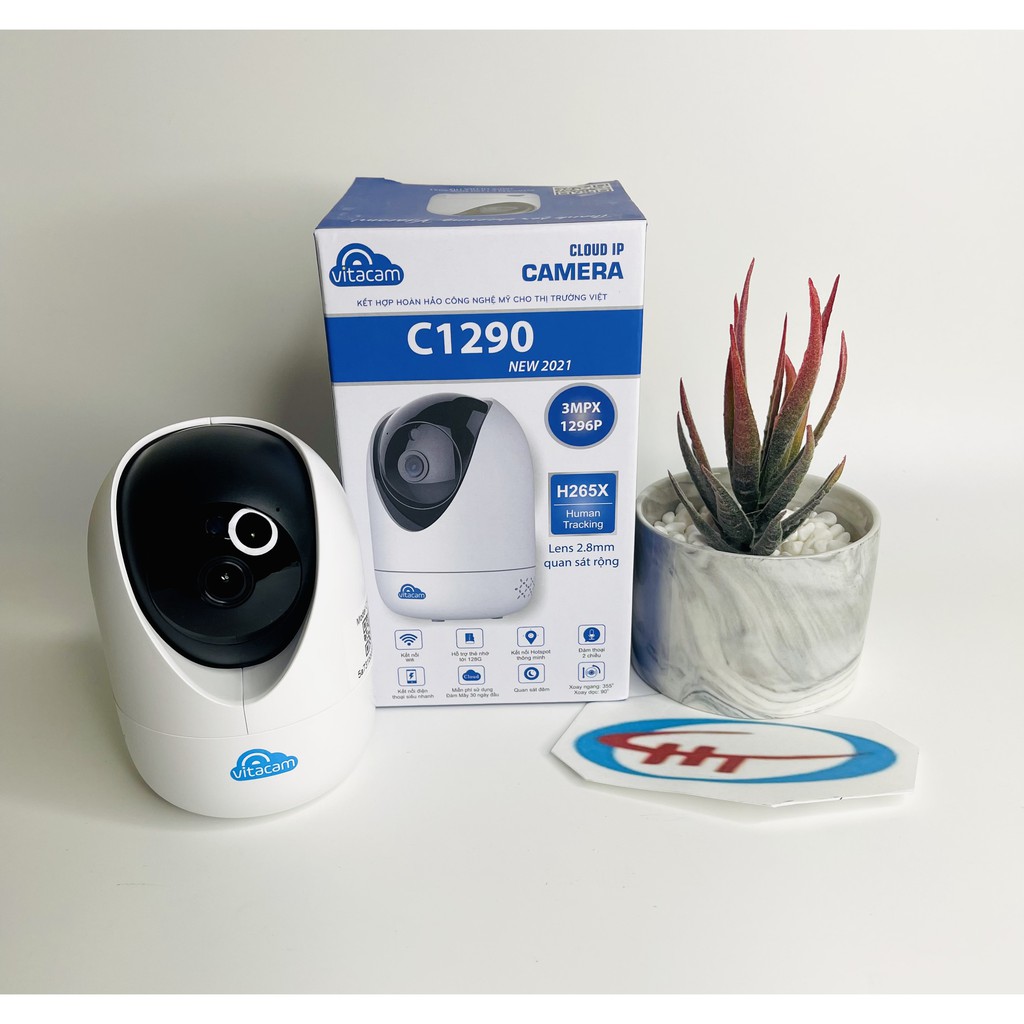Camera IP Wifi Vitacam C1290 (New 2021) 3.0Mp Ultra HD, Quan Sát Ban Đêm Xoay 360 Độ | BigBuy360 - bigbuy360.vn