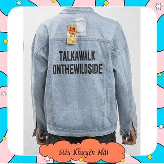Áo khoác Jean Nam phối chữ TalkAWalk, áo khoác bò Nam thời trang cao cấp sj183okez9