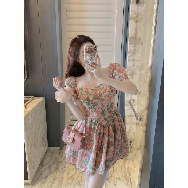Đầm Hoa Tay Phồng Thời Trang Hè Xinh Xắn Cho Nữ