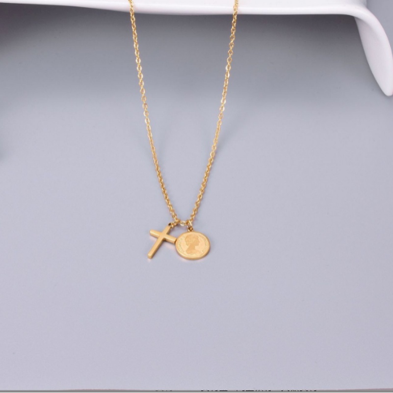 Dây Chuyền Mặt Tròn Hình Thánh Giá Phong Cách Retro Thời Trang