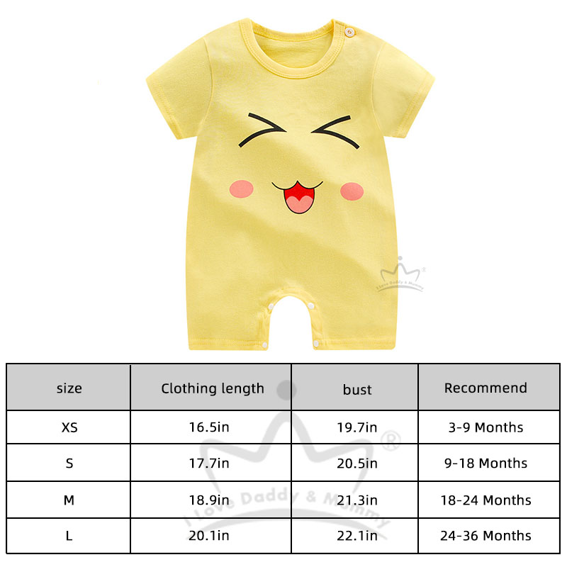 Áo liền quần tay ngắn cho bé từ 3-36 tháng tuổi