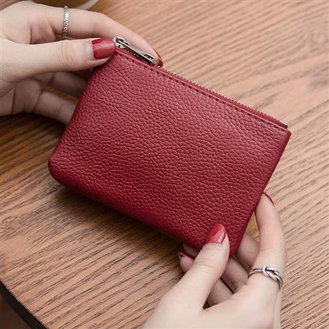 Ví Da Mini Siêu Mỏng Có Khóa Kéo Đựng Tiền Xu/Điện Thoại/Chìa Khóa Cho Nam Và Nữ