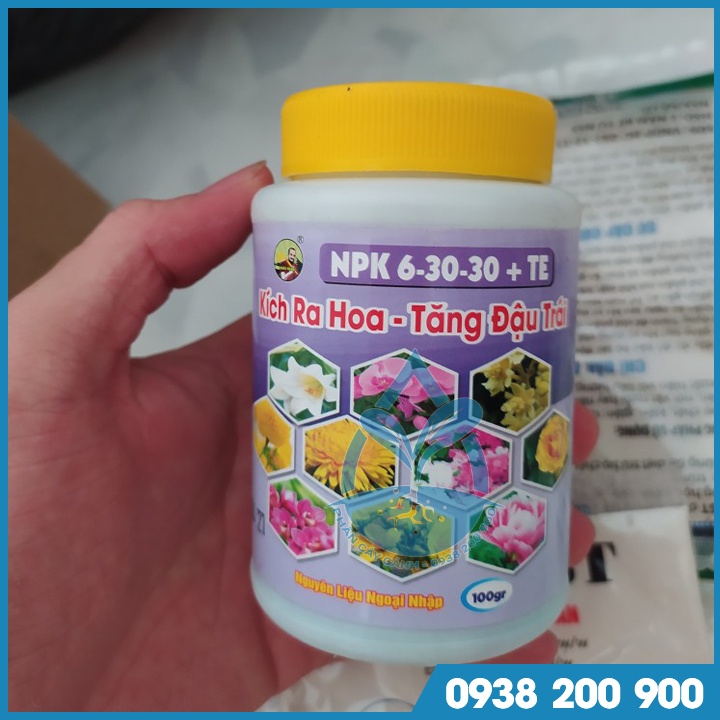 Phân bón kích ra hoa NPK 6-30-30 +TE - kích ra hoa, tăng đậu trái trên cây kiểng, cây ăn trái - bomax chai 100 gram