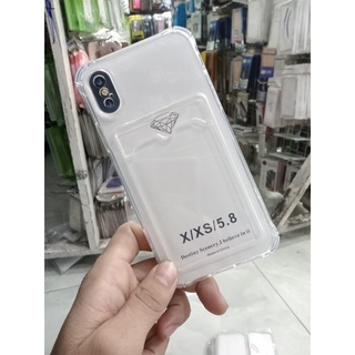 Điện thoại Iphone X / XS ỐP lưng silicon trong suốt chống sốc tốt có túi đựng thẻ tiện dụng
