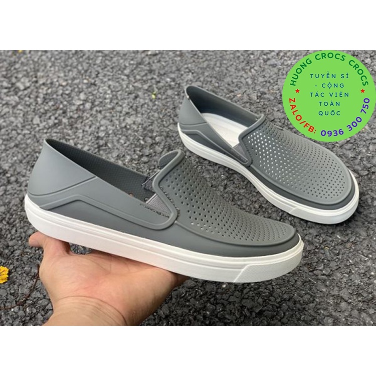 GIÀY NHỰA CROS CITILANE ROKA SLIP ON CHO NAM MÀU XÁM XUẤT XỊN FULL BOX