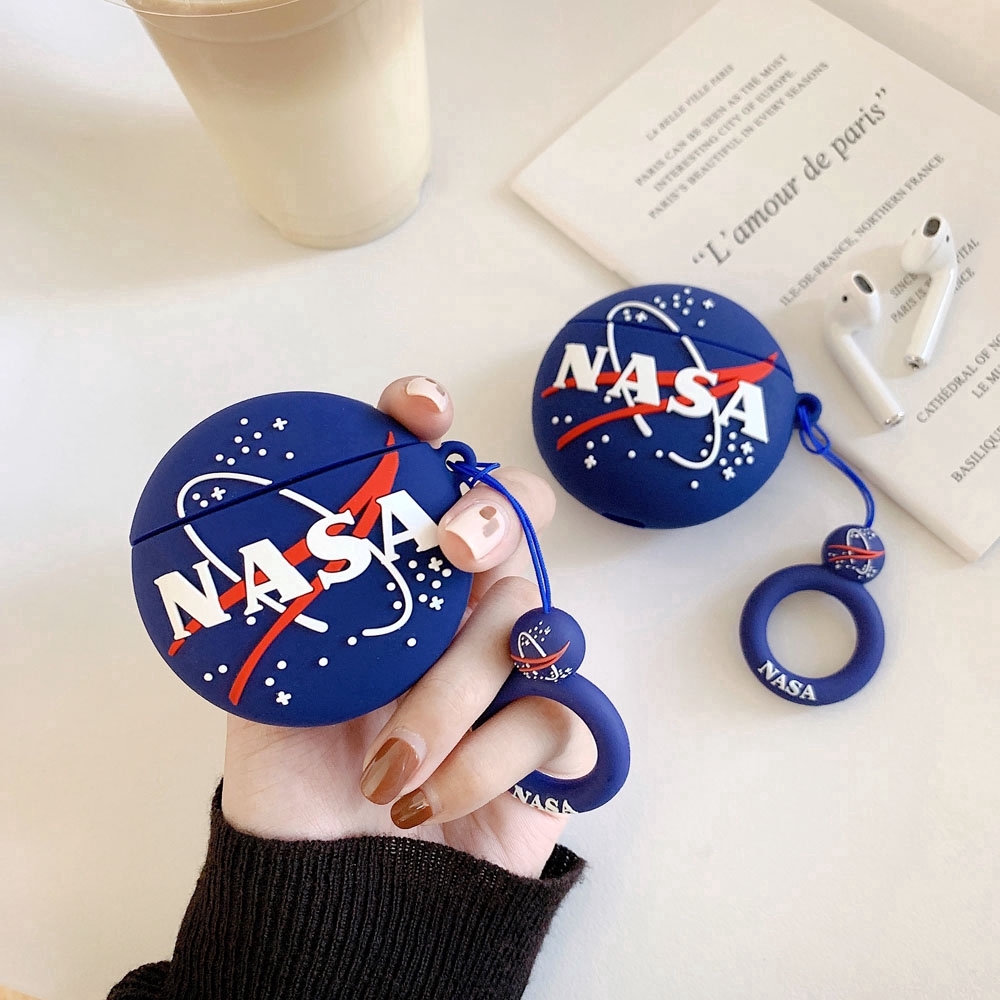 3D Creative NASA Galaxy  Blue Airpod Airpods Case Airpod Airpods 1/2 Charging Bin Protective Cover