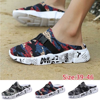 Dép Lười Bít Mũi Thoáng Khí Thời Trang Mùa Hè Năng Động Cho Nam Men's Outdoor Semi-slipper Non-slip Beach Shoes with Thick Soles 45 Plus Flip-flops