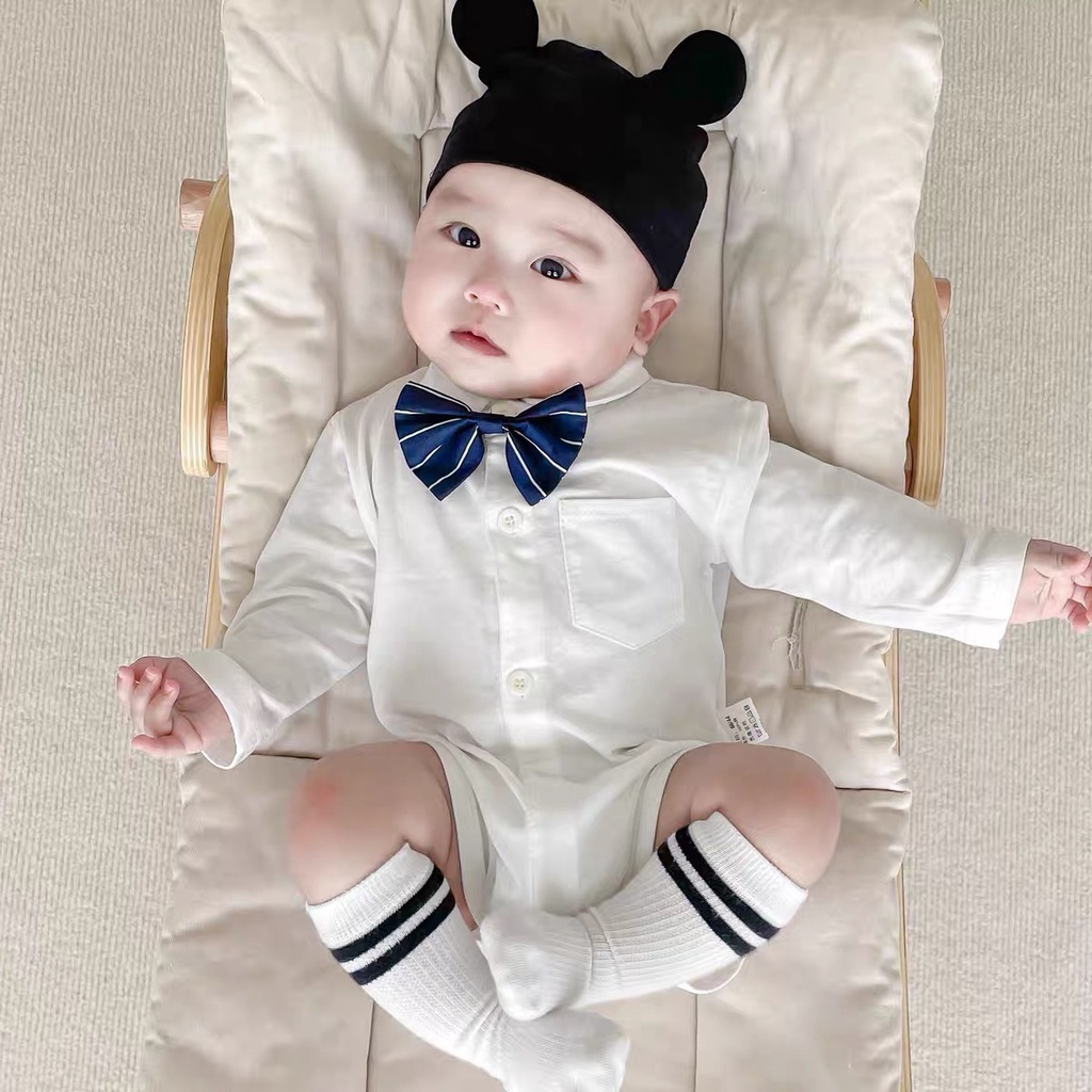 Sơ mi trắng cộc tay bé trai Twinne Kids mặc thôi nôi đầy tháng, sinh nhật chất liệu cotton dưới 3 tuổi