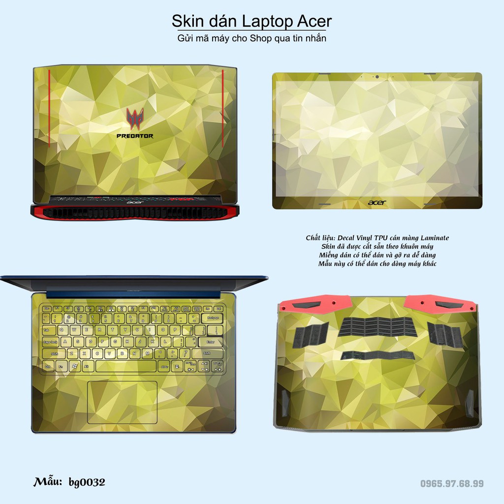 Skin dán Laptop Acer in hình Vân kim cương (inbox mã máy cho Shop)