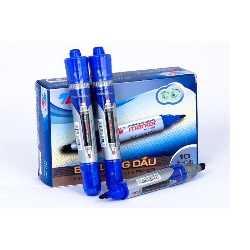 Bút lông dầu Thiên Long PM-09 có mực bom thêm, có 3 màu xanh, đỏ, đen(hàng chính hãng)