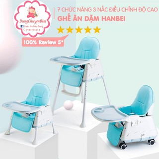 [MẪU MỚI + CHÍNH HÃNG] Ghế ăn dặm Hanbei Umoo dành cho bé full phụ kiện bánh xe và đệm Hanbei