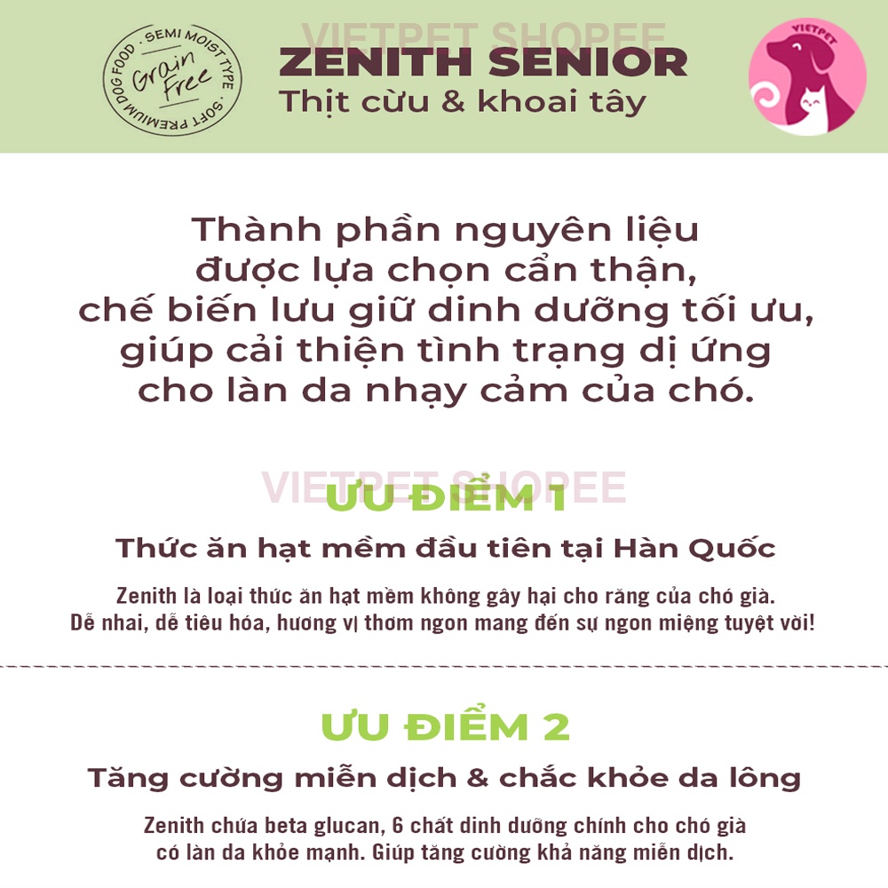 Thức ăn cho chó Zenith - Hạt mềm cho chó già - Rất thơm ngon và bổ dưỡng