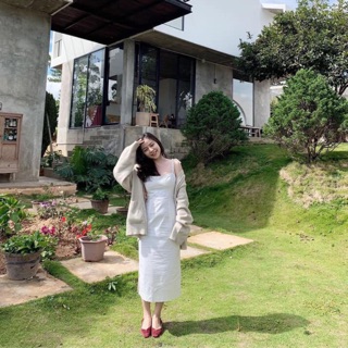 Đầm maxi trắng hai dây
