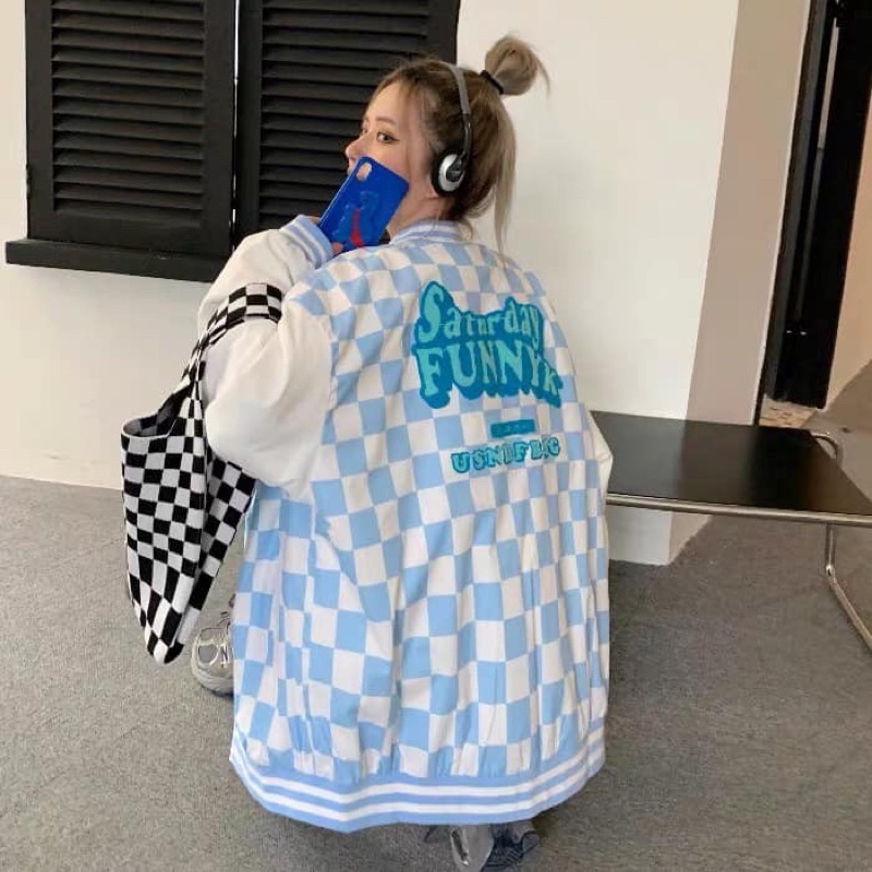 Áo khoác Bomber caro unisex nam nữ
