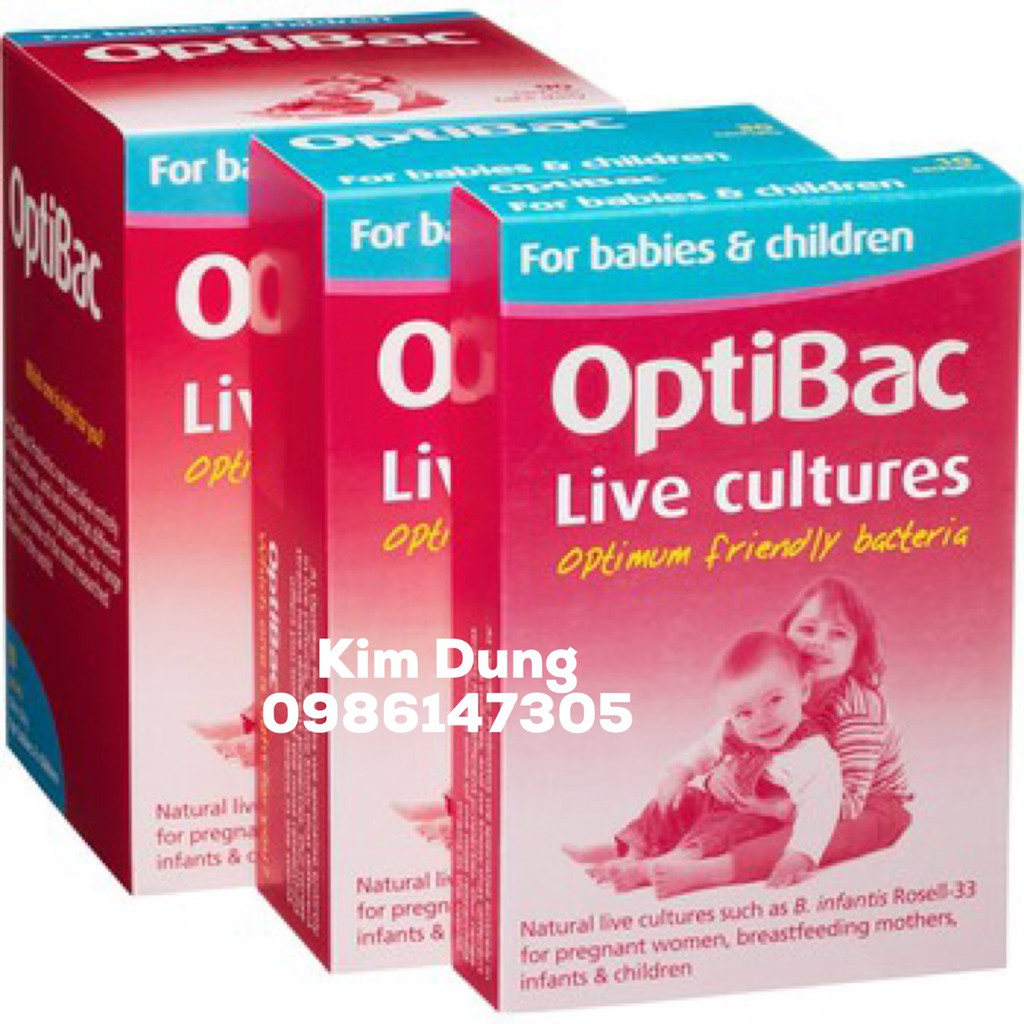 Men Vi Sinh Optibac Màu Hồng Trị Táo Bón Cho Trẻ Sơ Sinh, Bà Bầu 30 gói (Anh)