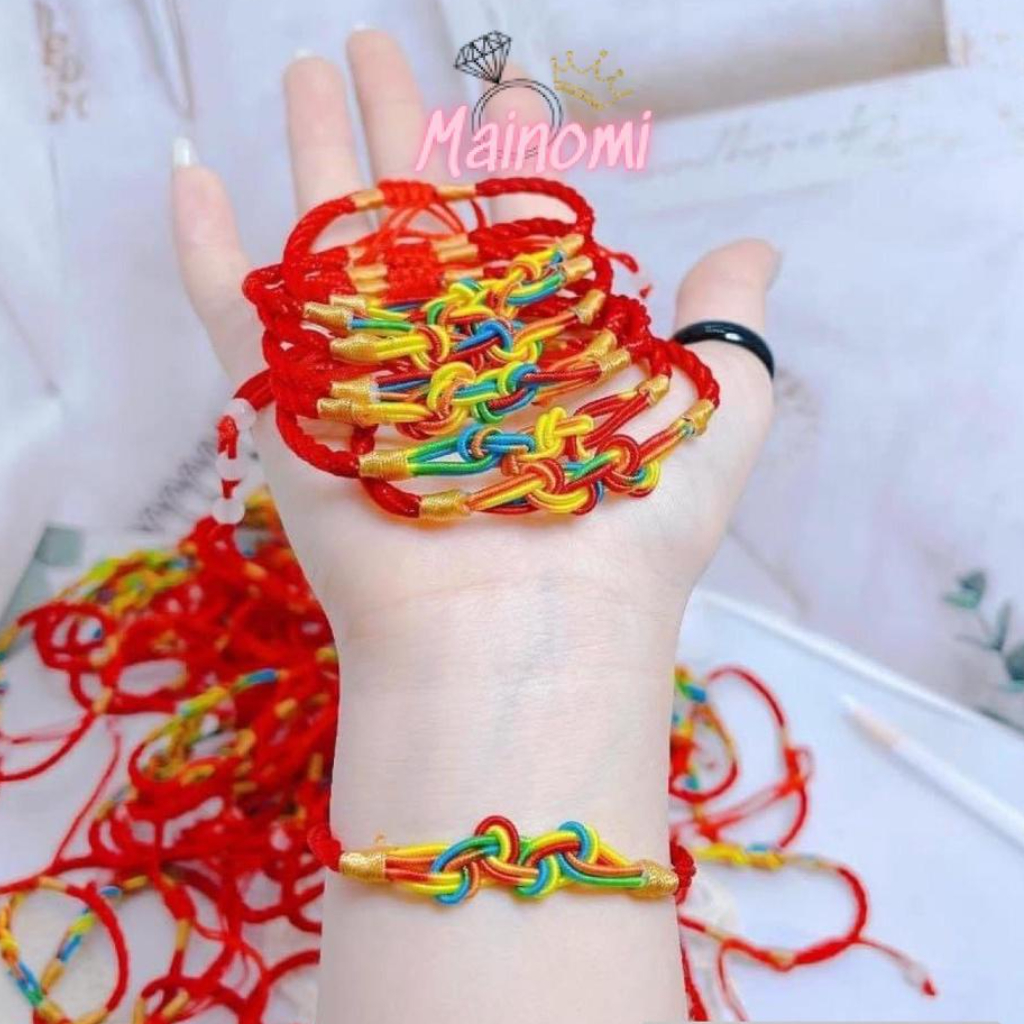 Vòng tay chỉ ngũ sắc tết siêu xinh may mắn Mainomi Shop Bạc Xinh