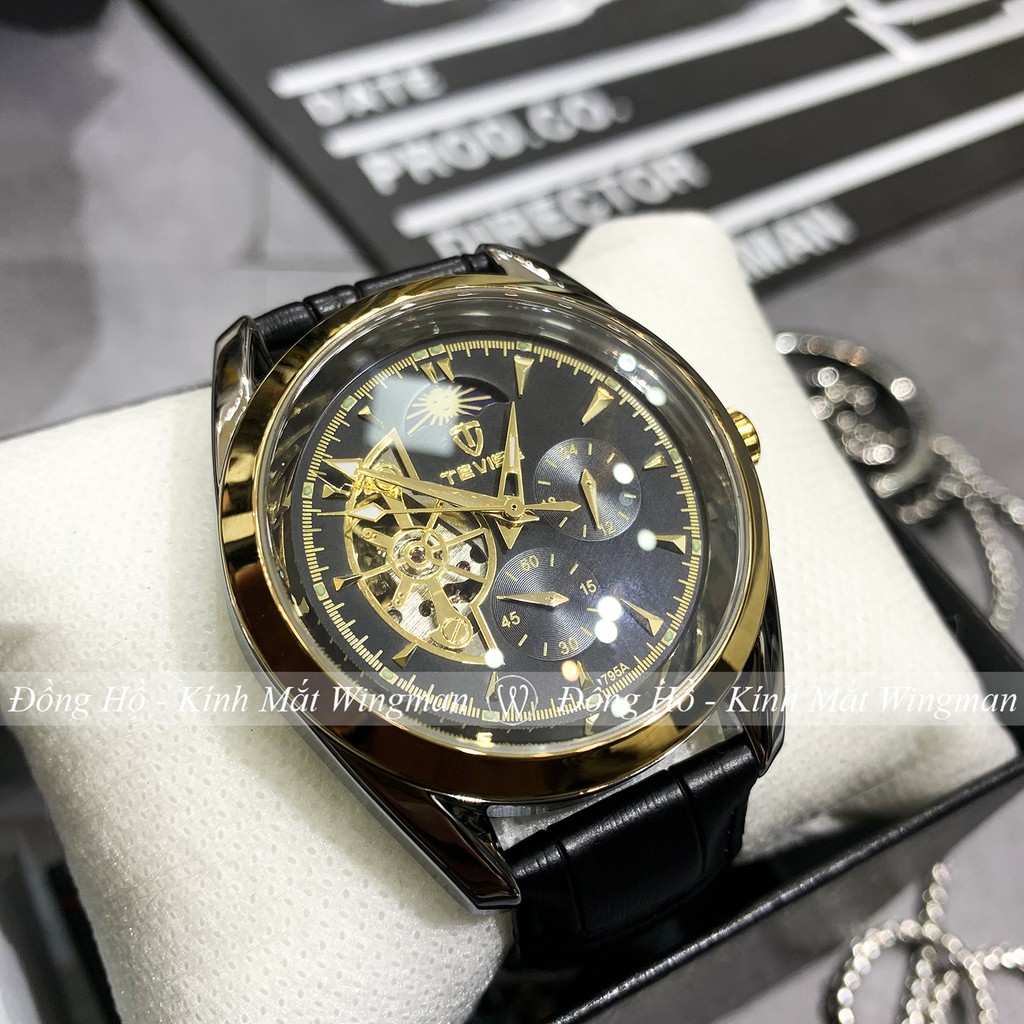 Đồng hồ cơ nam dây da cao cấp Tevise T795-1 full box, mặt kính sapphire chống xước, chống nước, bảo hành 03 năm | BigBuy360 - bigbuy360.vn