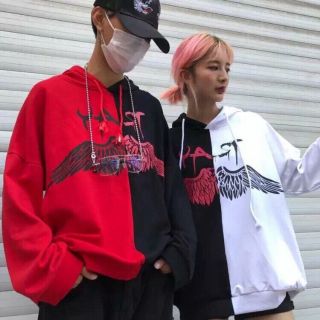 ÁO HOODIE NỈ BÔNG UNISEX PHỐI MÀU ĐỎ ĐEN TRẮNG ÁO KHOÁC NỈ CÓ NÓN FORM RỘNG ÁO THU ĐÔNG HÈ ÁO CẶP NAM NỮ CÁNH THIÊN THẦN