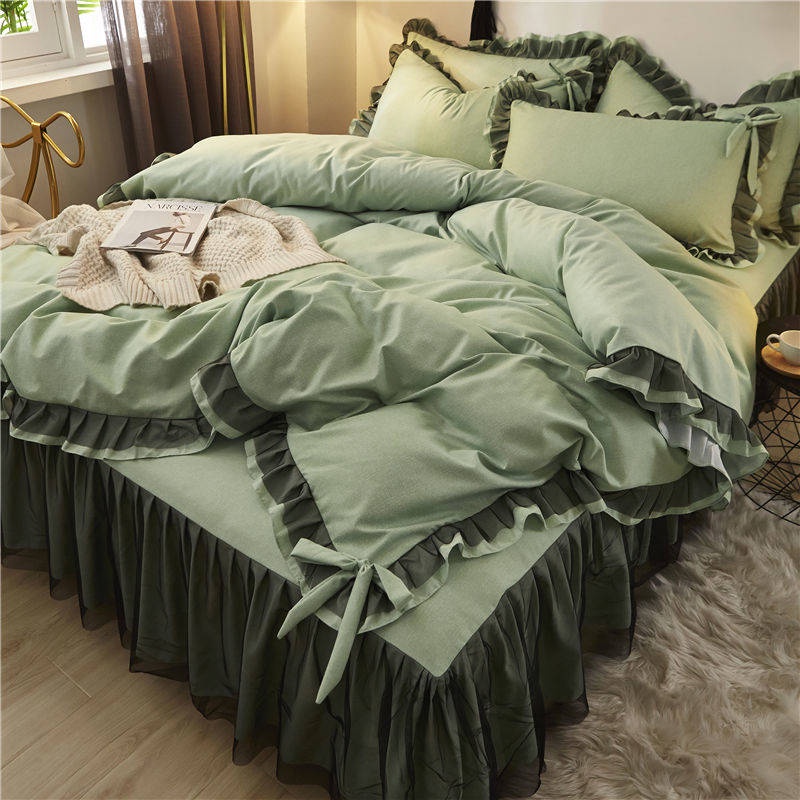 bộ 5 món chăn phao Bộ Vỏ Chăn Ga Gối Đệm Phong Cách Công Chúa Mùa Hè Xinh Xắn