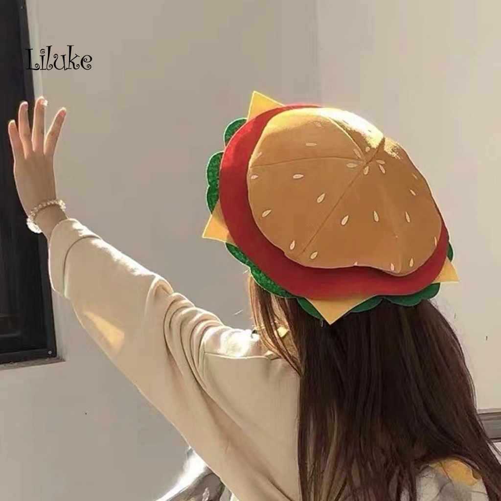Mũ Cotton Màu Trơn Hình Hamburger Ngộ Nghĩnh