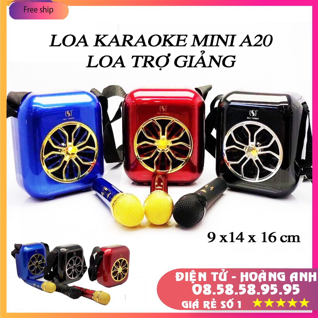 [Mã ELHACE giảm 4% đơn 300K] Loa KARAOKE MINI A20 Kiêm loa trợ giảng bluetooth tặng 1 micro không dây