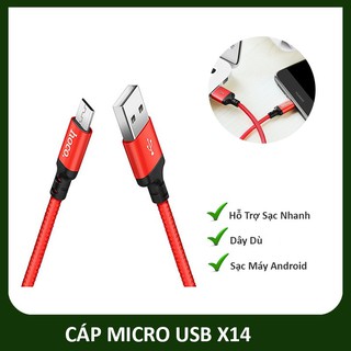 Cáp sạc nhanh androd Micro dây dù Chống đứt hoco X14 - Hàng chính hãng - Bảo hành 12 tháng