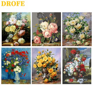 DROFE Tranh canvas tô màu theo chữ số nhiều mẫu 40x50cm trang trí