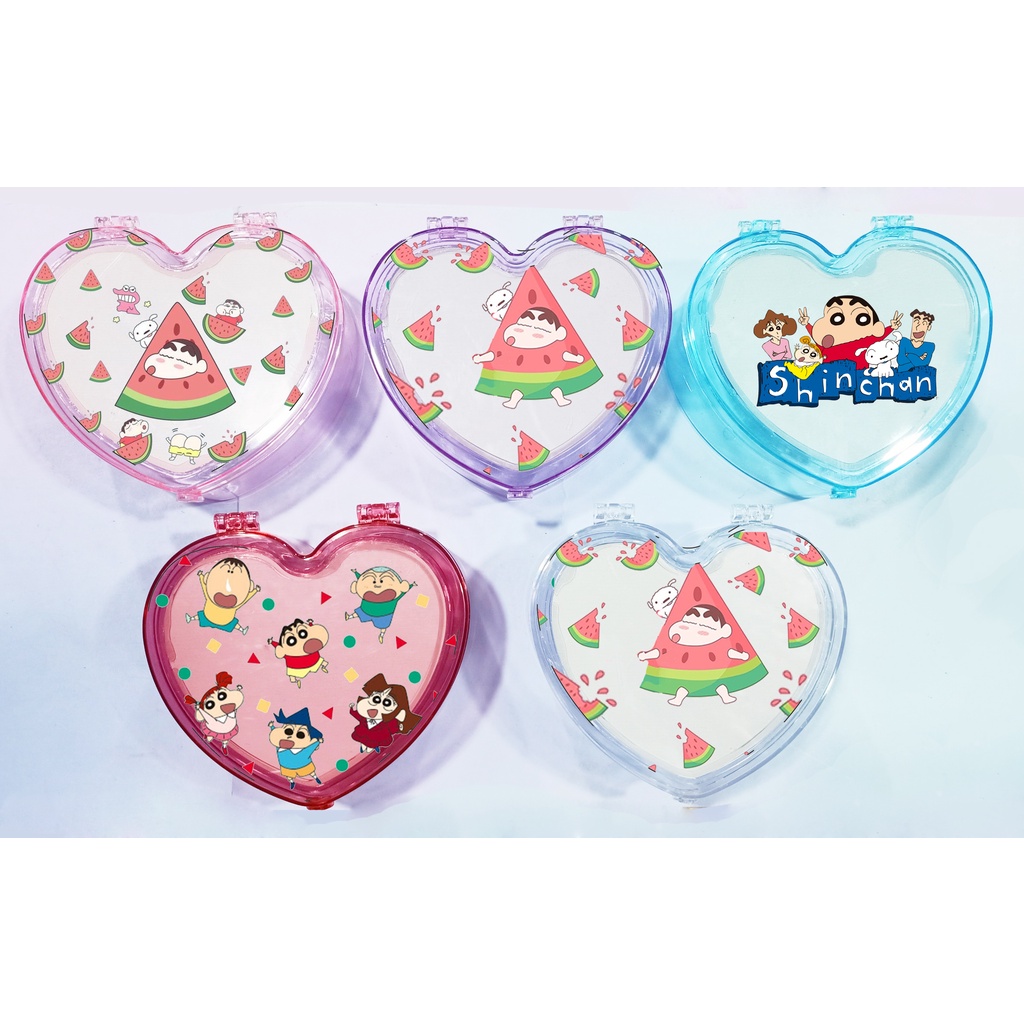 Hộp tim shin kèm gương HKG4 dễ thương cậu bé bút chì cute đựng trang sức hoạt hình