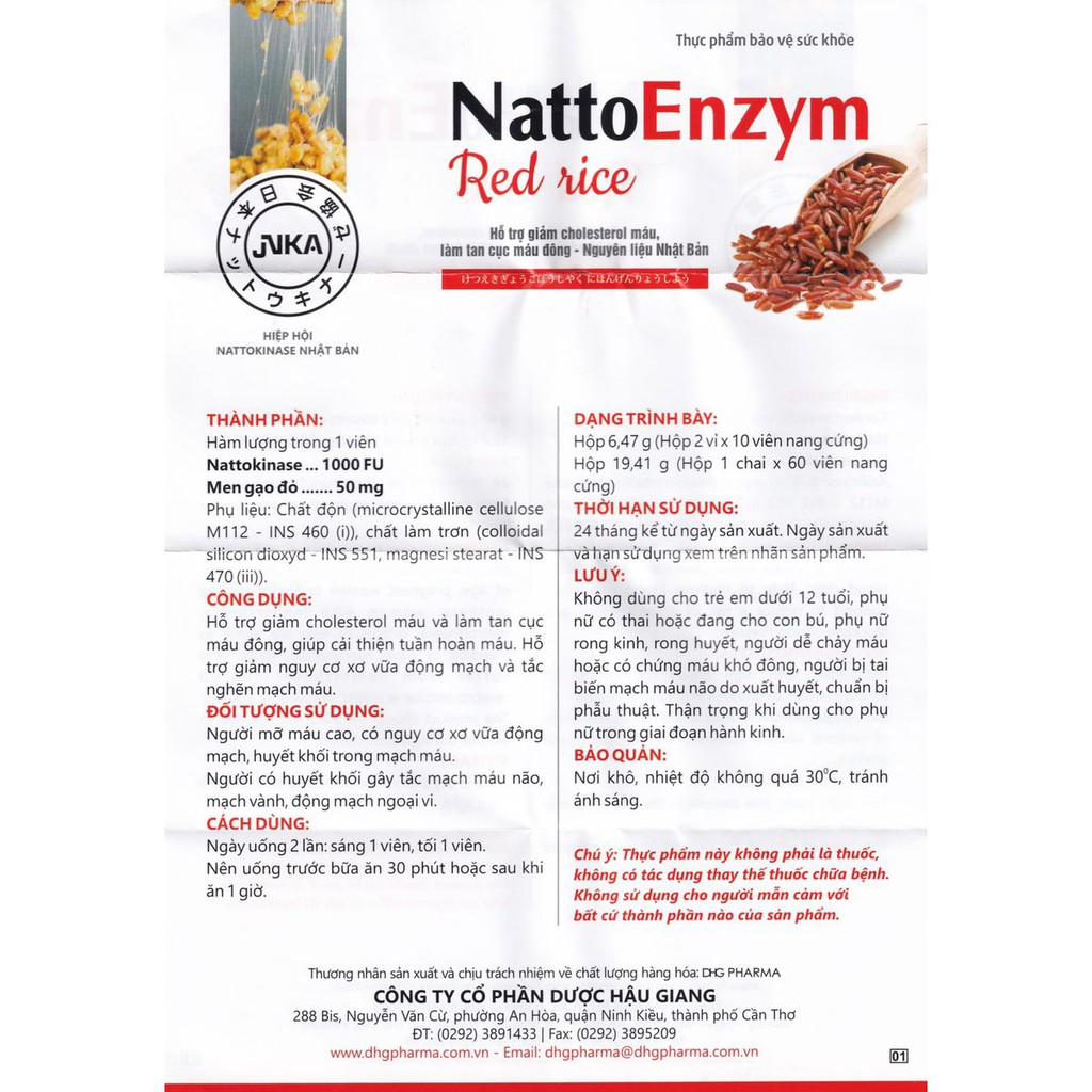 NattoEnzym Red rice Hỗ trợ giảm cholesterol và làm tan cục máu đông, giúp phòng ngừa đột quỵ - natto đỏ