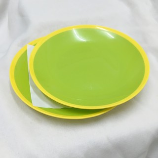 2 dĩa nhựa 2 lớp màu xanh lá an toàn 22,5cm x 3cm. v722