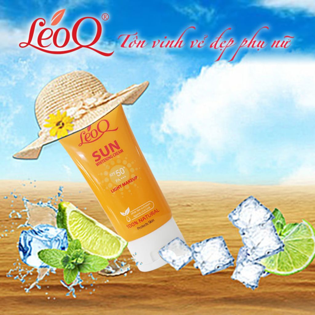 Kem chống nắng nâng tone kiềm dầu LeoQ Sun Whitening Cream 60ml SPF50+ PA+++