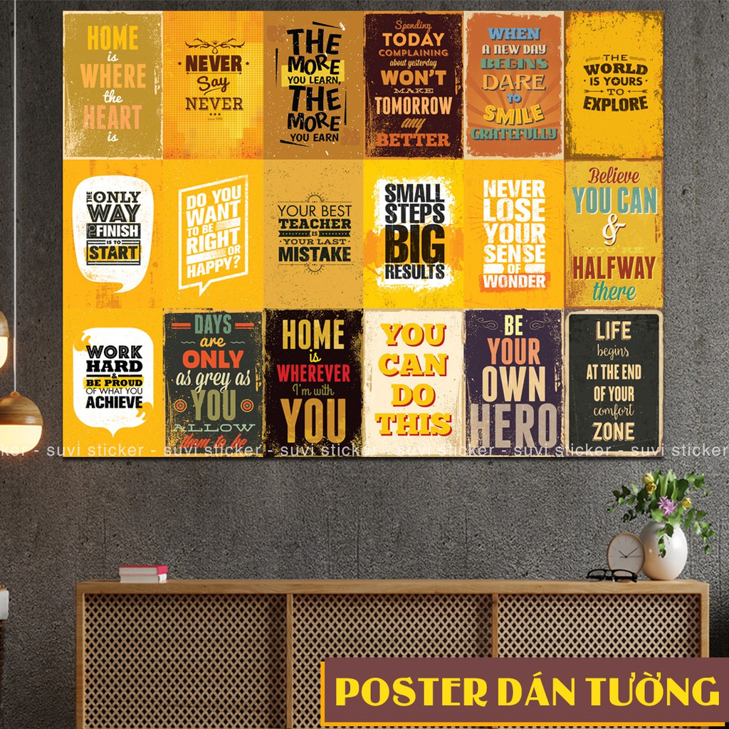 Decal Poster dán tường Động Lực trang trí quán cà phê, trà sữa, nhà ở. MSP: PT-04