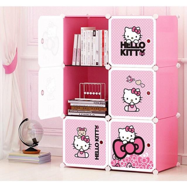 XẢ KHO 🎀HELLO KITTY- TỦ NHỰA QUẦN ÁO LẮP GHÉP 6 Ô SIZE SÂU 47cm. kithstore