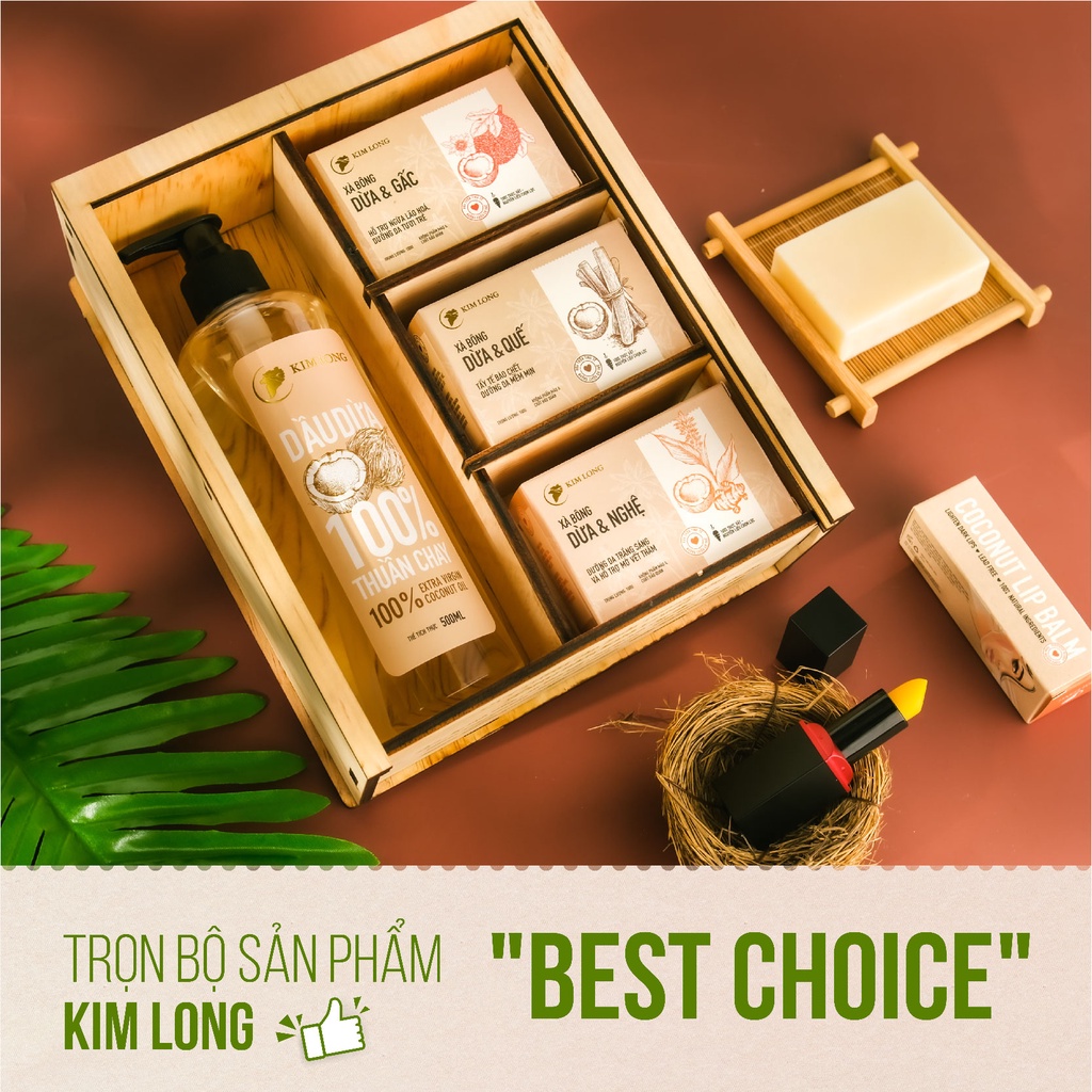 [250ml x 2] Combo 2 Chai Dầu Dừa Truyền Thống Kim Long Tinh Khiết Thuần Chay, Hỗ Trợ Dưỡng Da, Dưỡng Tóc, Dưỡng Môi