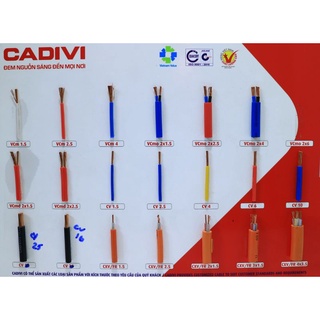Dây điện cadivi dây đôi mềm, dây bọc 1 lớp lõi 1.5 100m
