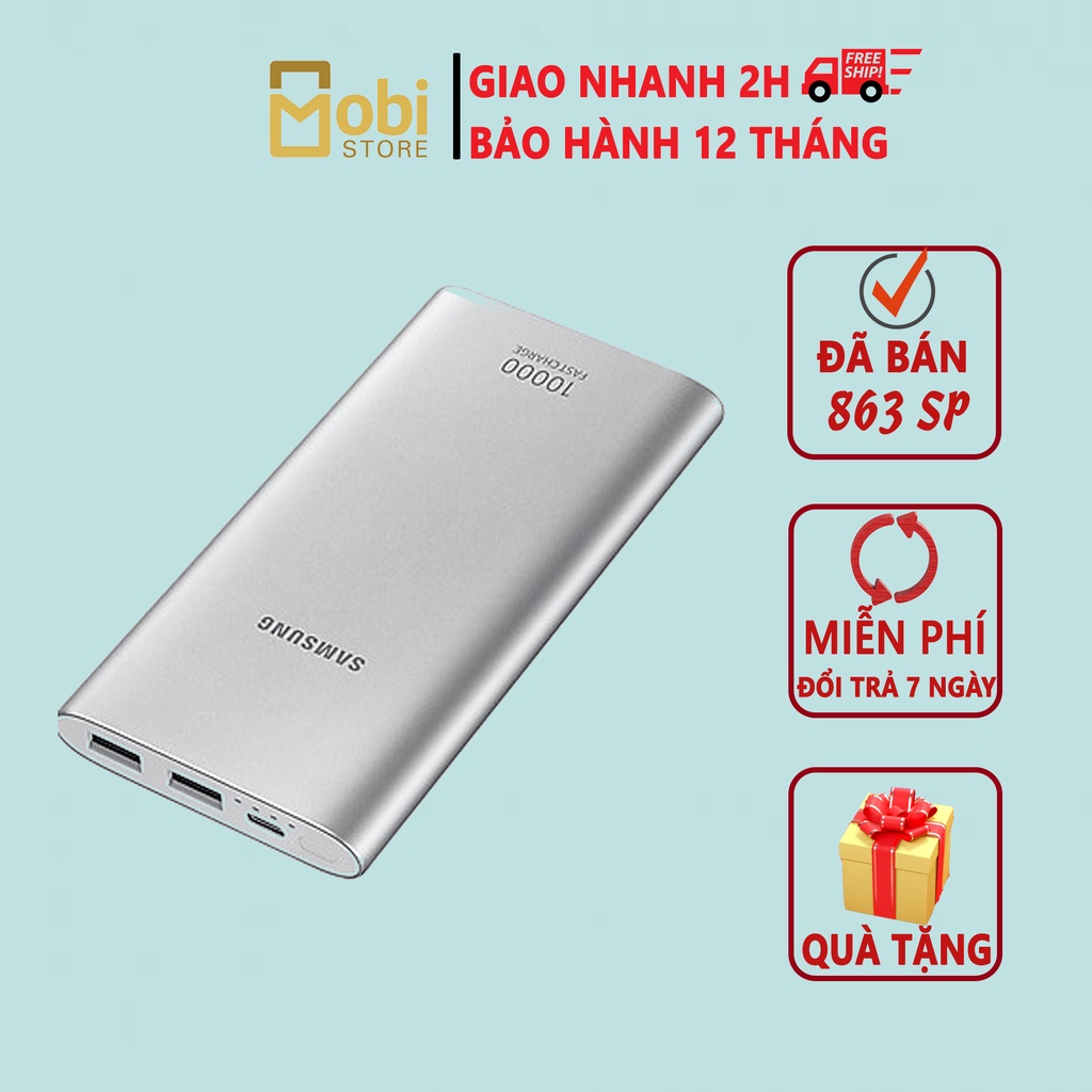 Sạc Dự Phòng Samsung Dung Lượng 10.000mAh 2 Cổng USB + 1 Type-C - BH 12 Tháng- Mã SS Bạc