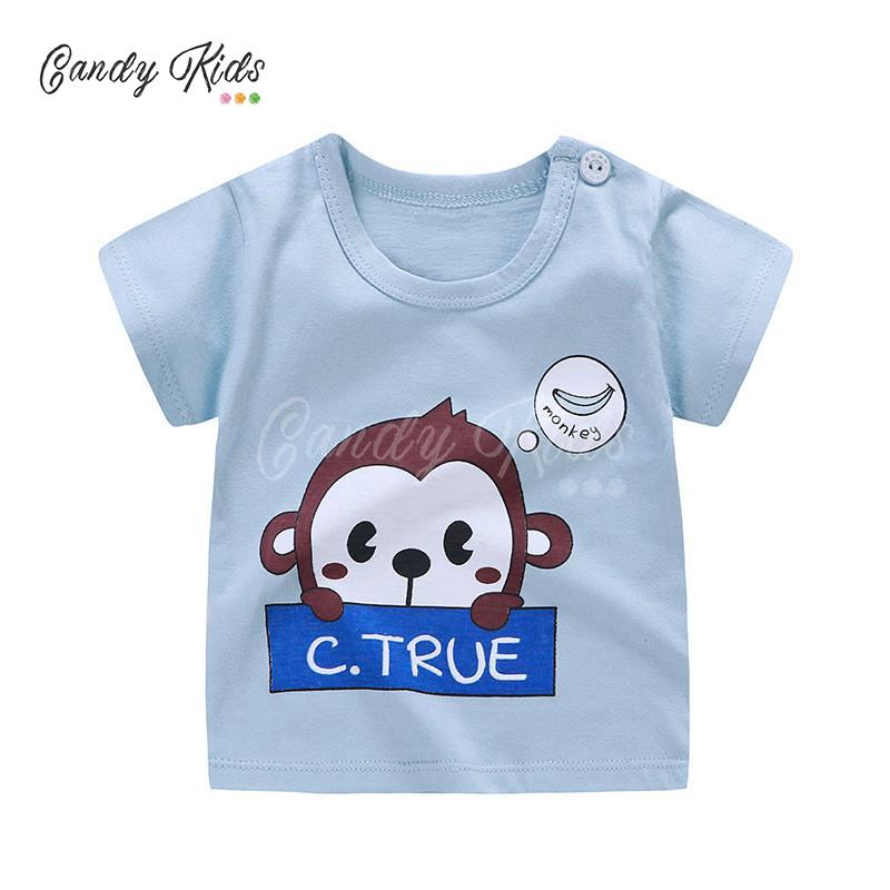 Áo Thun Cotton Tay Ngắn Kiểu Hoạt Hình Xinh Xắn Dành Cho Bé 1-8 Tuổi