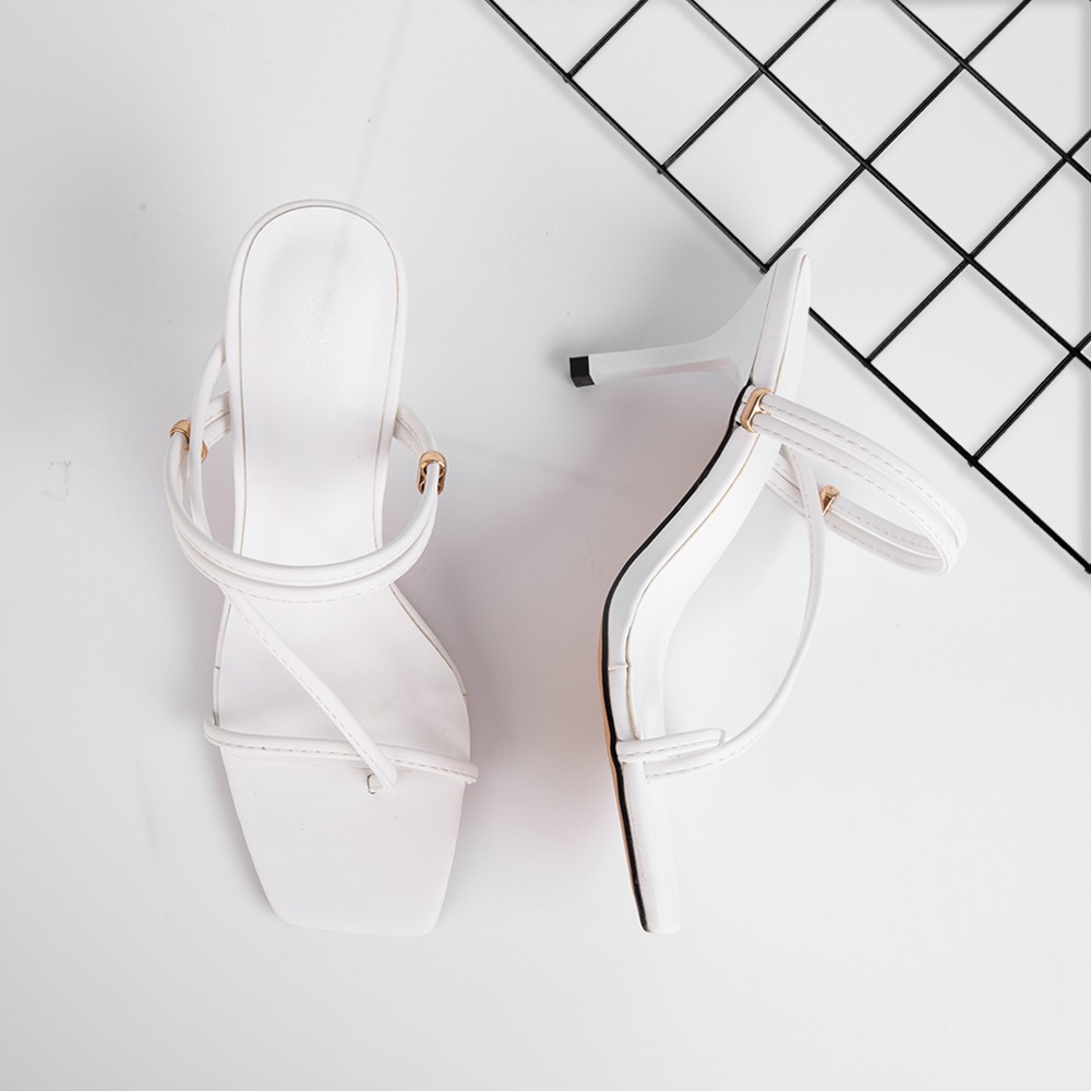 Giày Sandal Zelda Star mũi vuông gót 7cm phối dây chéo - SN011820