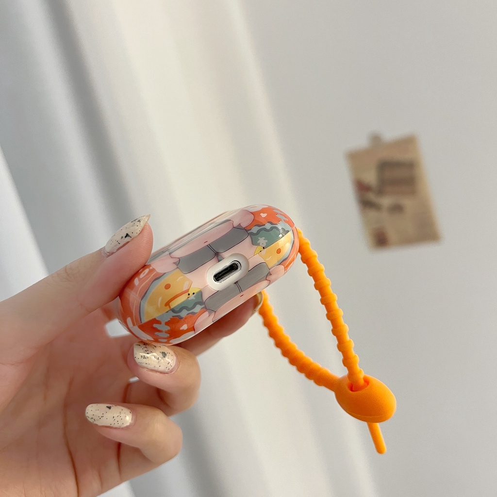 Vỏ bảo vệ hộp sạc tai nghe SPRISE họa tiết hoạt hình có dây đeo thời trang thích hợp cho Airpods 2/Pro/3