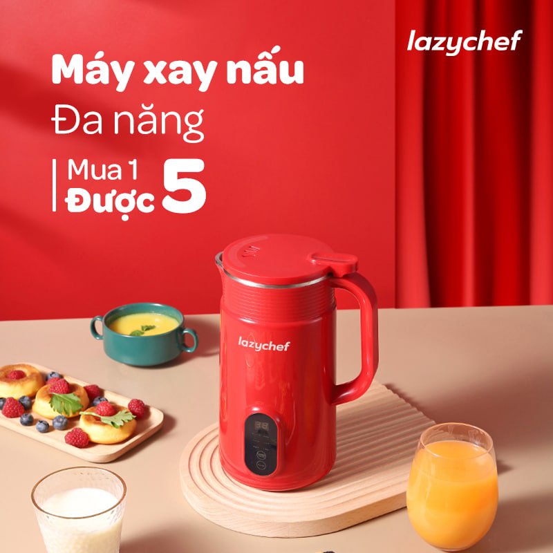 Máy Xay Nấu Đa Năng LazyChef - Lô mới 6 LƯỠI DAO - Máy Làm Sữa Hạt LazyChef Dung Tích 800ml