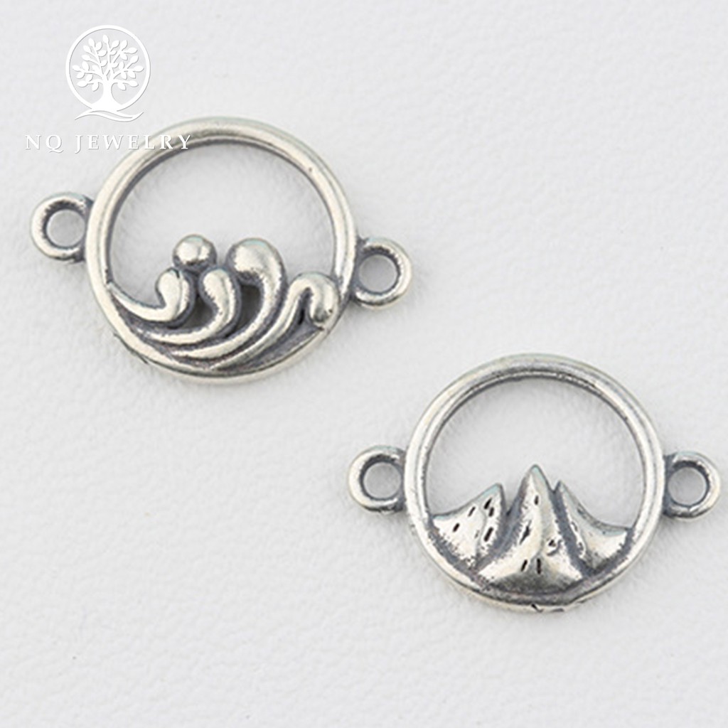 Charm bạc khóa liên kết họa tiết núi và biển - NQ Jewelry