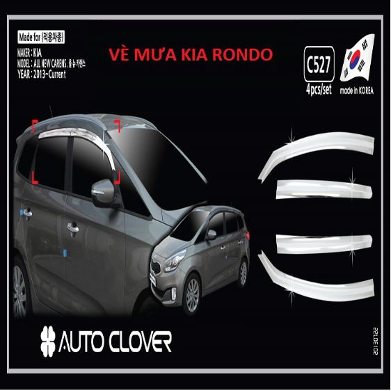 Vè che mưa mạ crom xe KIA Rondo 2014- 2021 - Chính hãng Auto Clover Hà