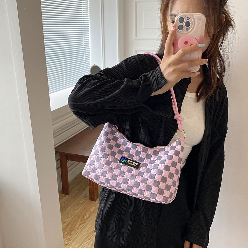 Túi Xách Đeo Vai Họa Tiết Sọc Caro Thời Trang Cá Tính