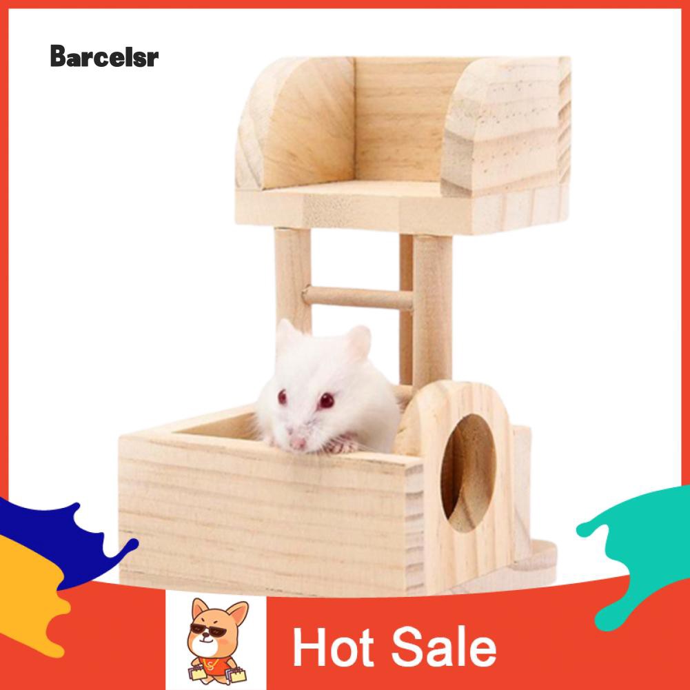 Cầu thang đồ chơi gồm 2 tầng bằng gỗ dùng để trang trí lồng nuôi hamster / heo cưng