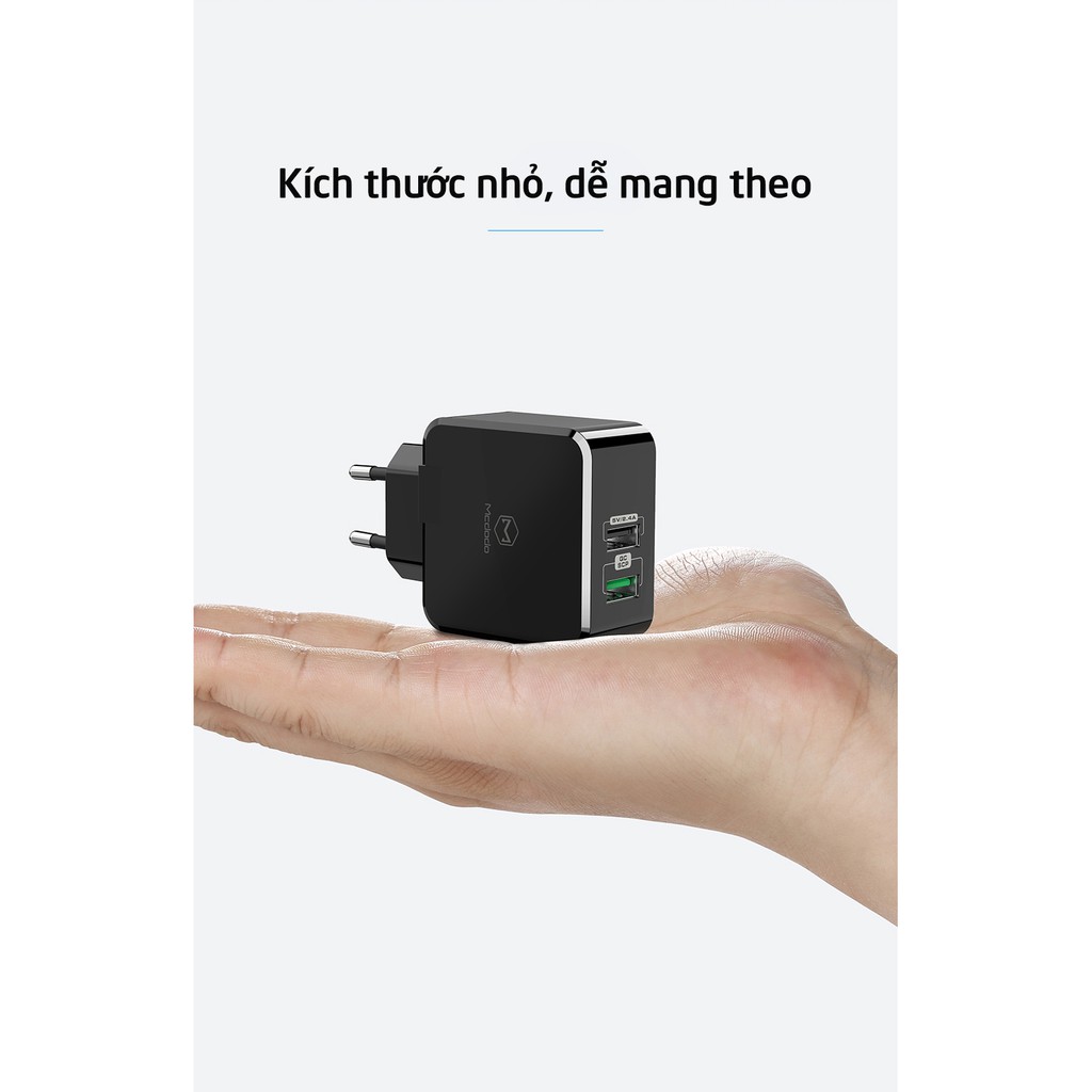 Củ Sạc Nhanh Iphone, Xiaomi, Samsung, Oppo QC3.0 + 5A, 2 Cổng Sạc USB Mcdodo Chính Hãng Bảo Hành 2 Năm