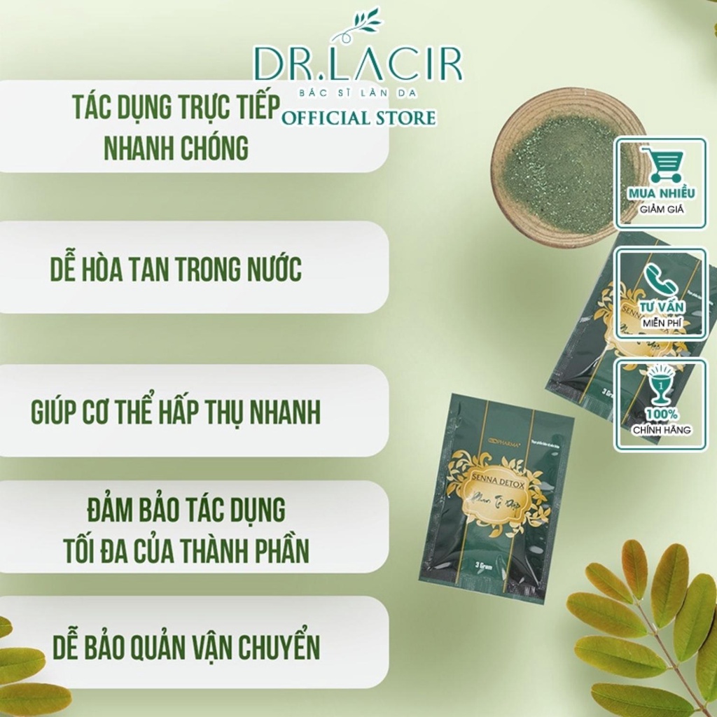 Phan tả diệp senna detox Dr.Lacir thải độc ruột, ngừa táo bón , làm đẹp da, chống mụn , nám, tàn nhang