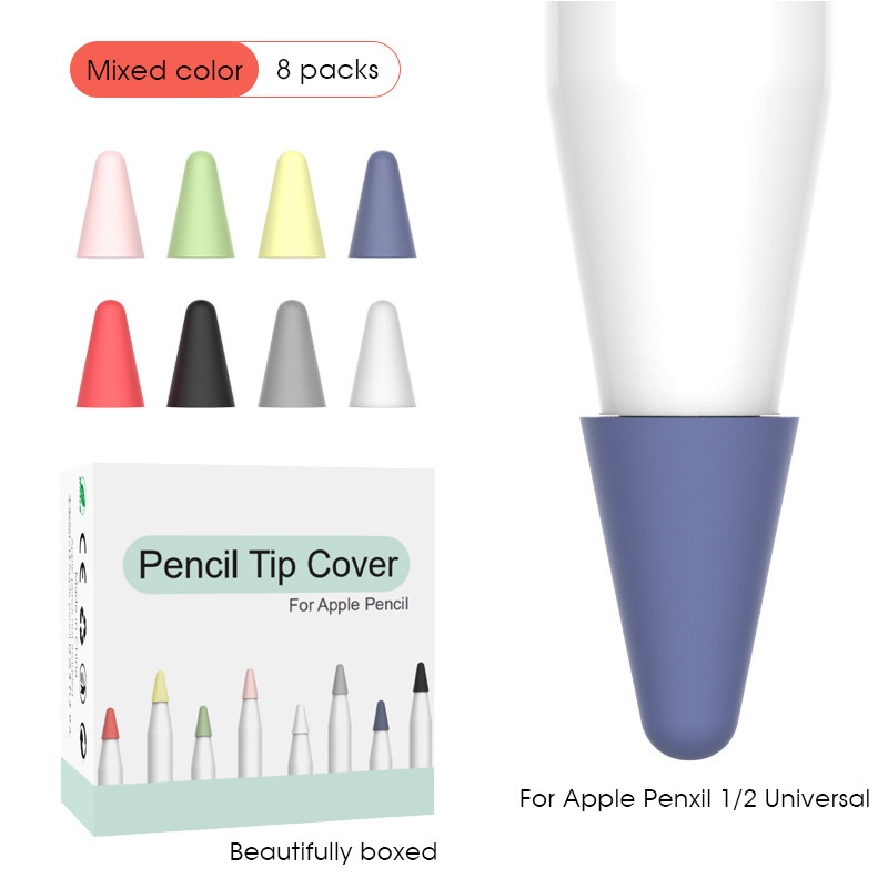 Set 8 Đầu Bọc Silicon Bảo Vệ Cho Bút Cảm Ứng Apple Pencil 1st 2nd Ipad Ốp