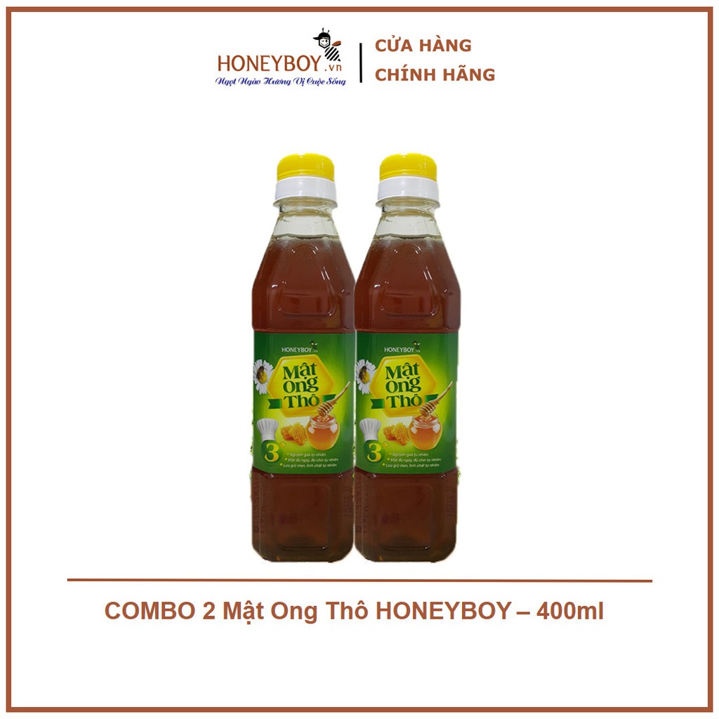 BỘ 2 MẬT ONG THÔ HONEYBOY 400ml Nguyên Gas tự nhiên Nguyên chất