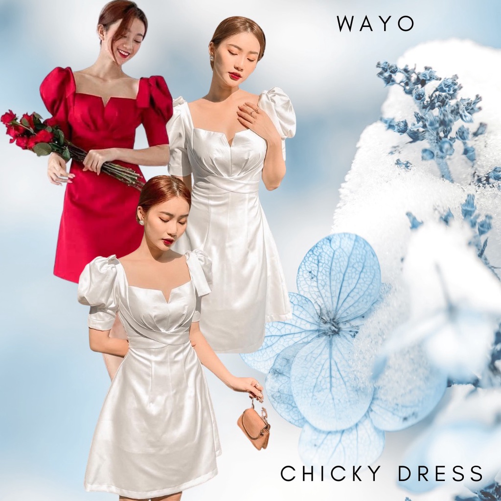 [Chicky Dress] ĐẦM WAYO tay bồng nơ vai chéo eo