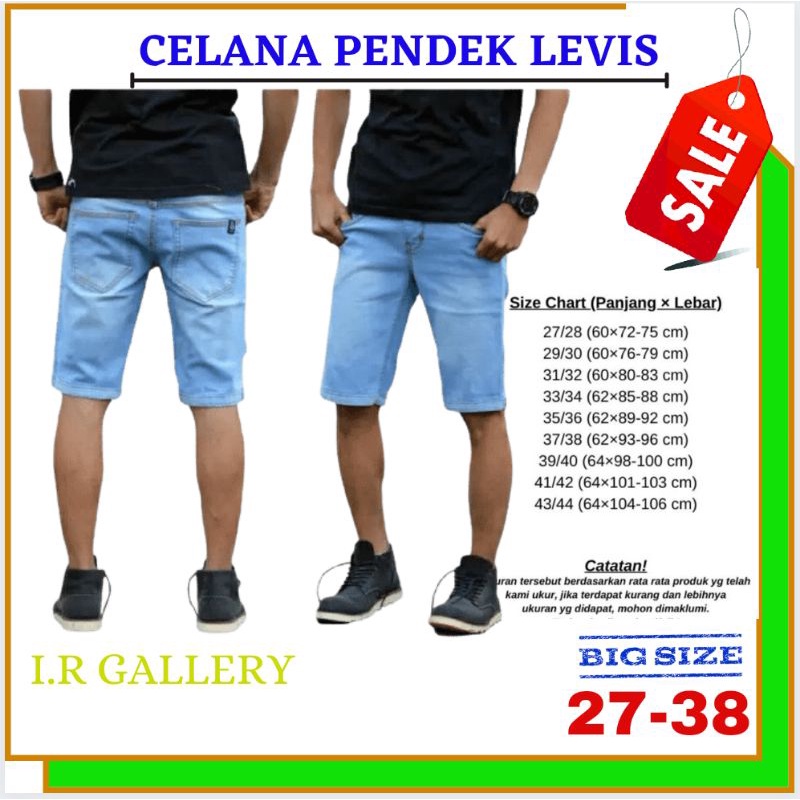 LEVIS Quần Short Jean Màu Đen Trơn Phối Rách Thời Trang Cho Nam size 27-32